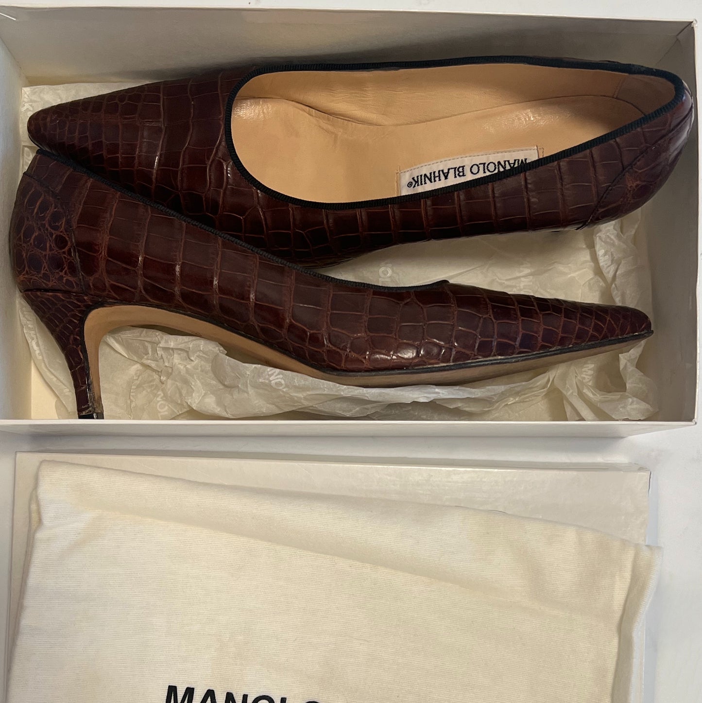 Manolo Blahnik Alligator Pumps, IT 38.5