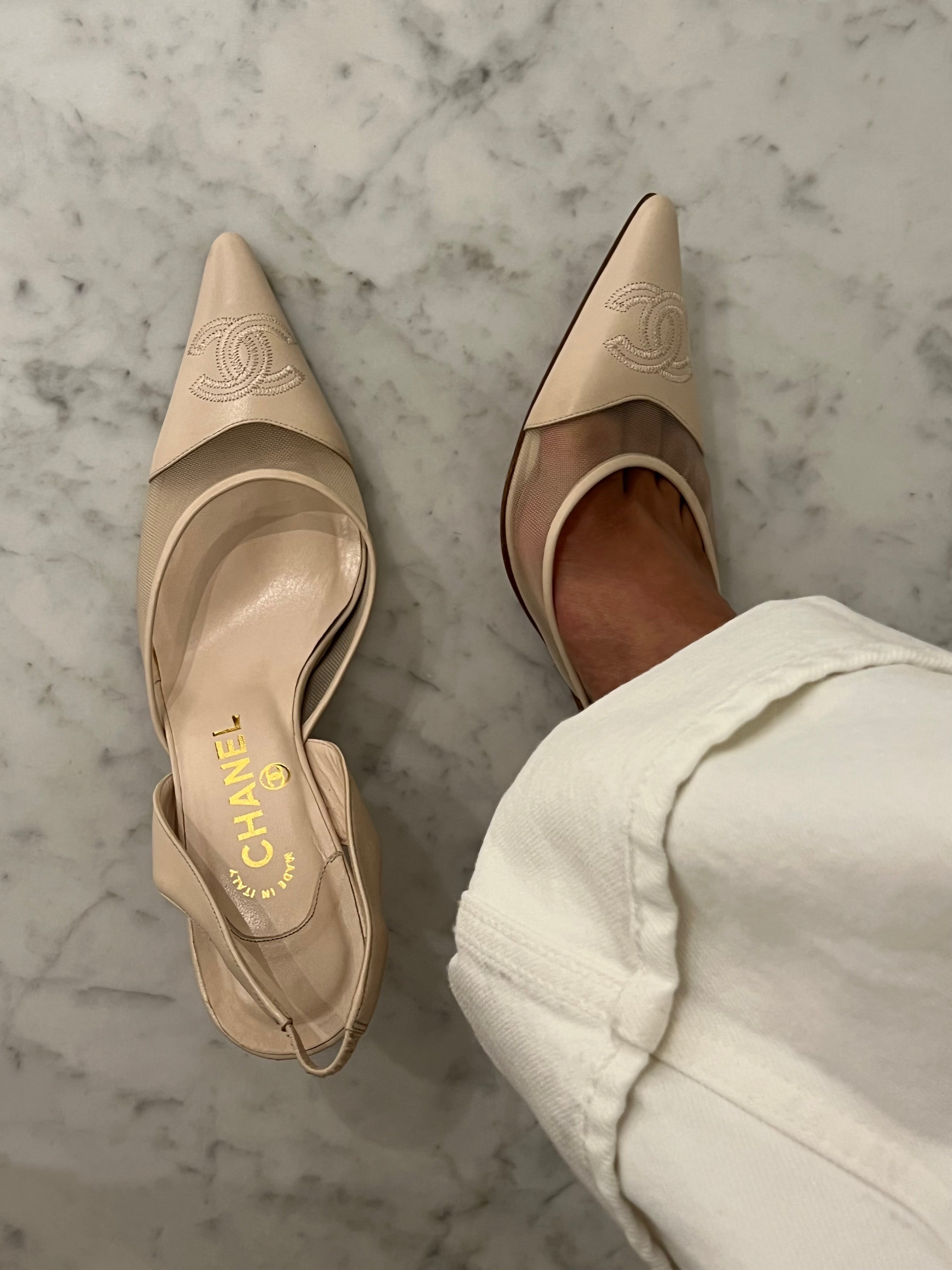 Chanel Mesh Slingback Heels, IT 37.5 – byrenn
