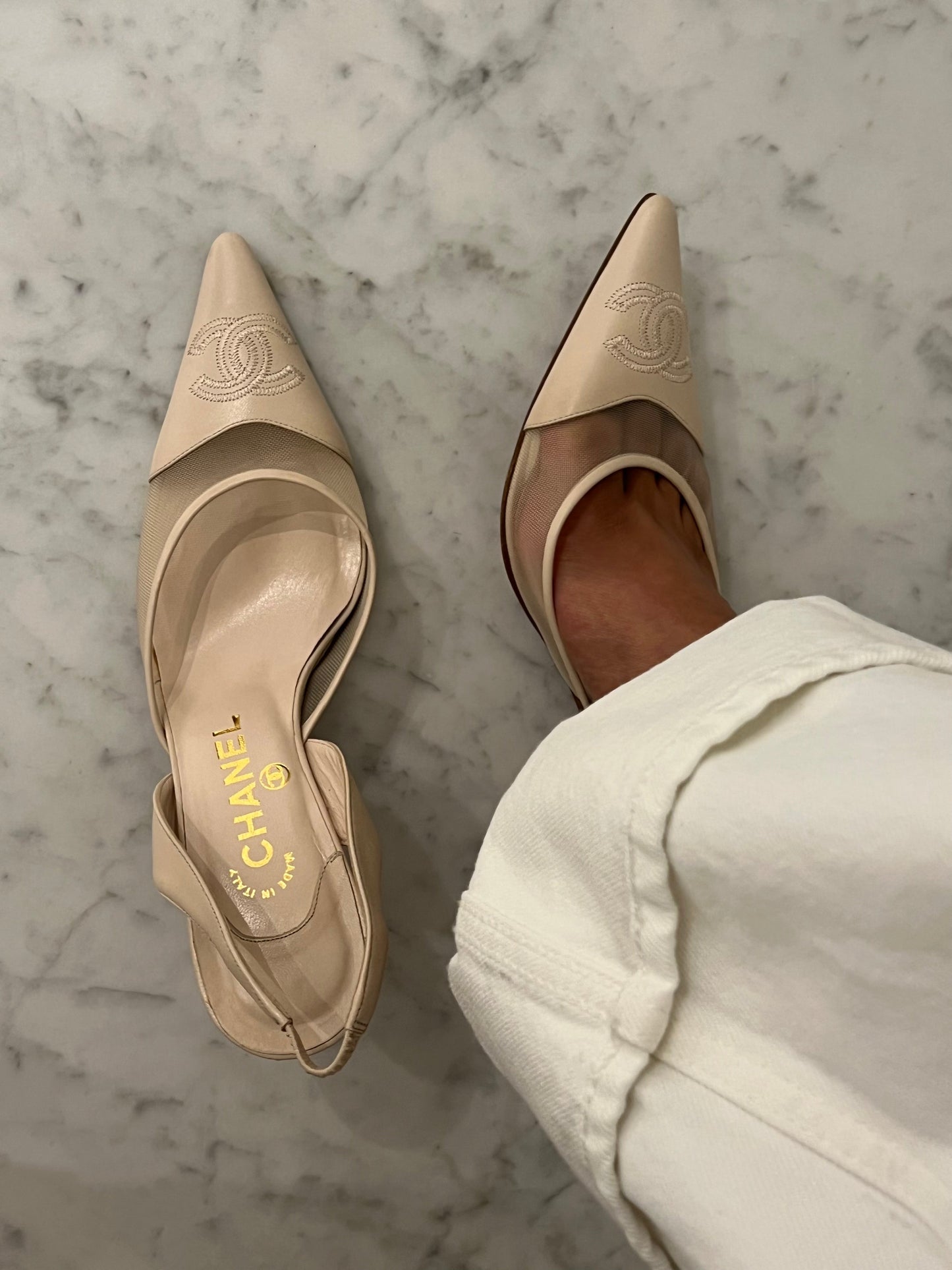 Chanel Mesh Slingback Heels, IT 37.5