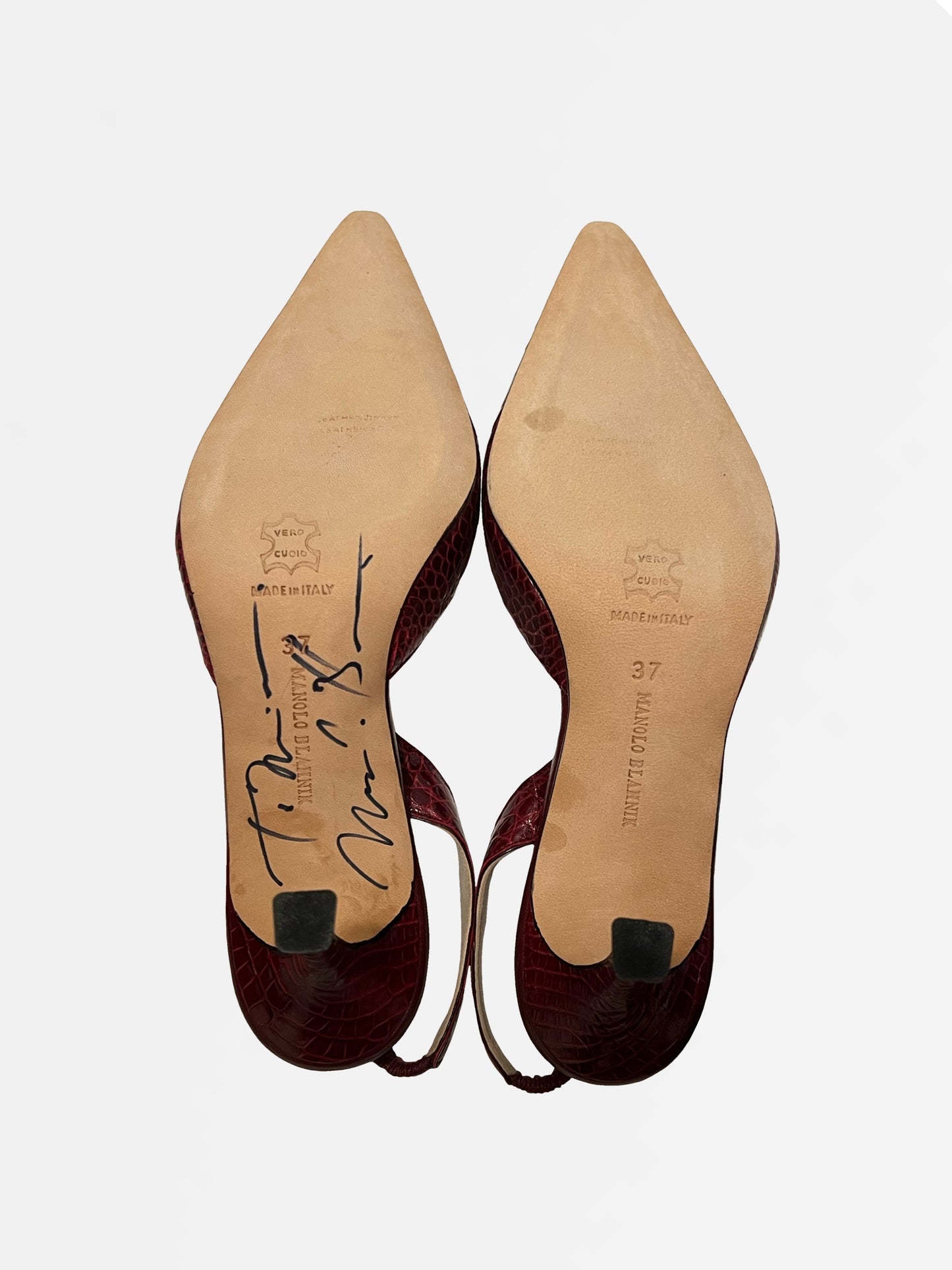 Signed Manolo Blahnik Carolyn Heels, IT 37