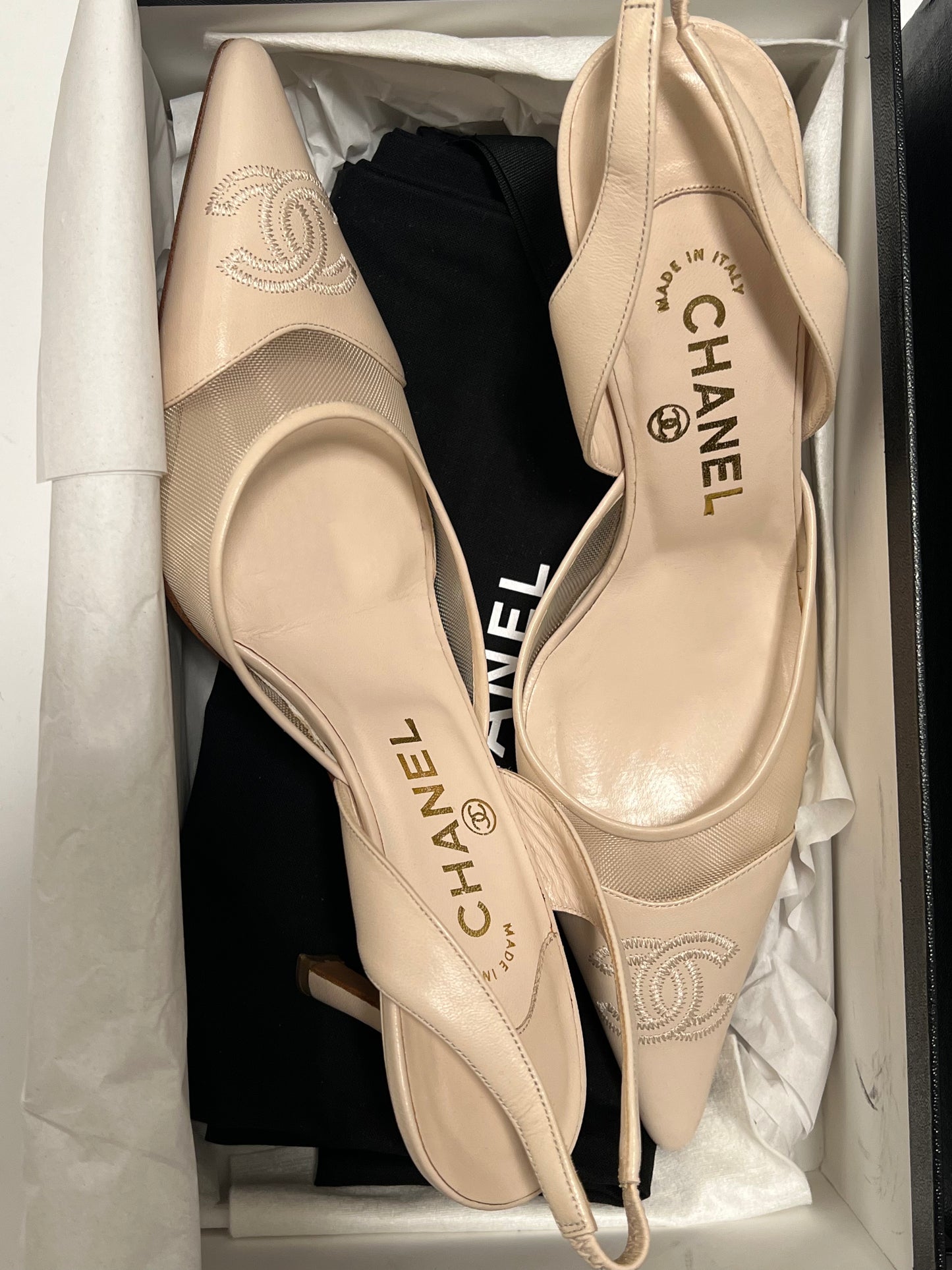 Chanel Mesh Slingback Heels, IT 37.5