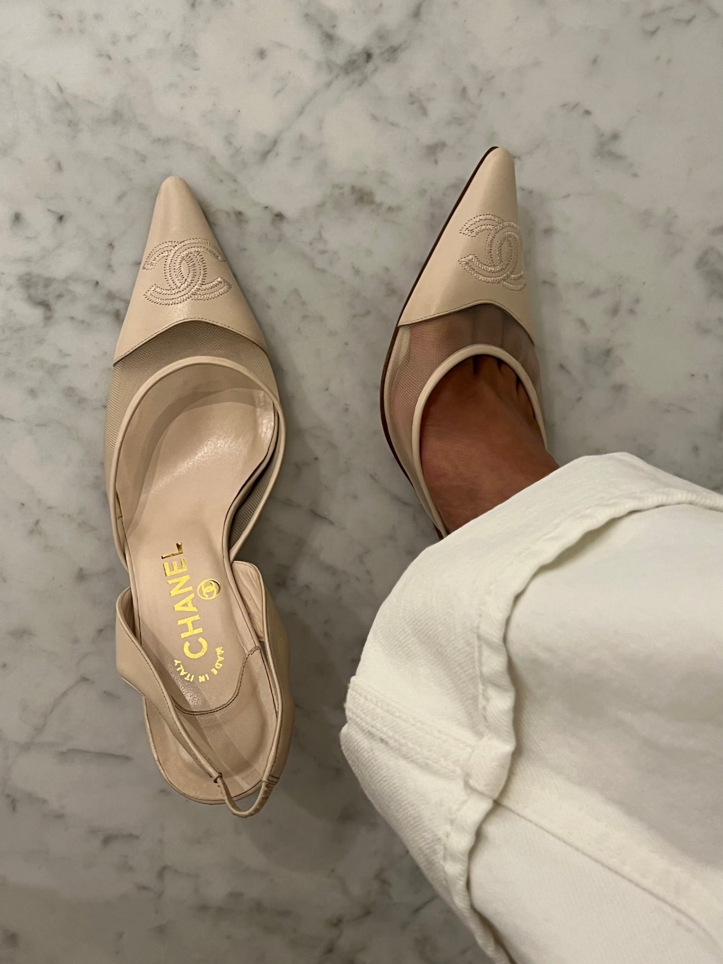 Chanel Mesh Slingback Heels, IT 39.5