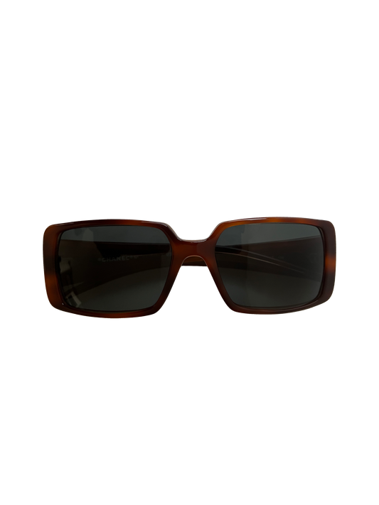 Chanel - Rectangular Sunglasses - Transparent Brown - Chanel