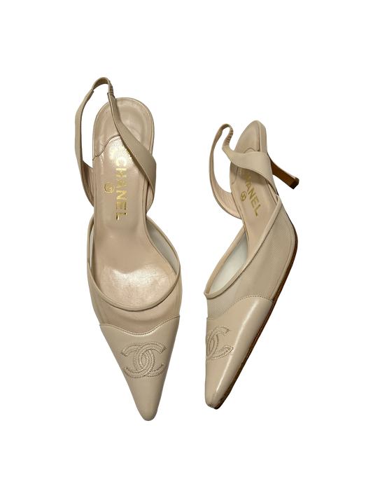 Chanel Mesh Slingback Heels, IT 39.5