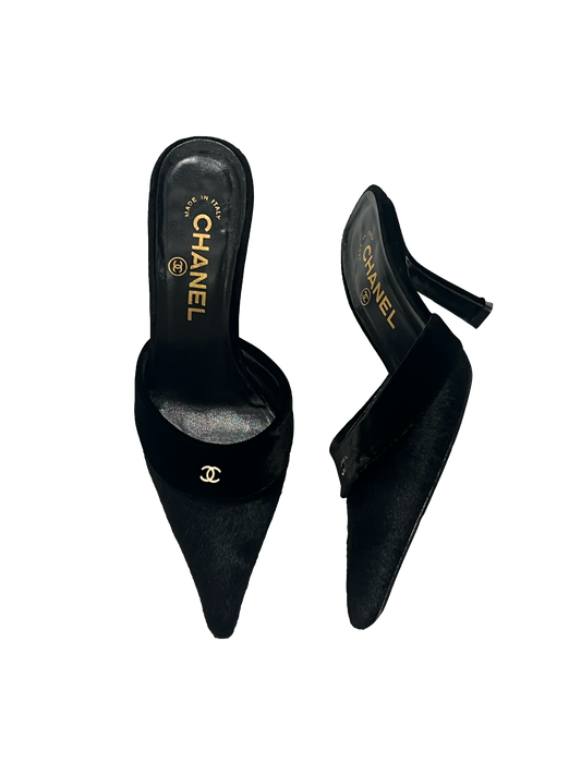 Rare Chanel Pony Hair Mules, IT 36